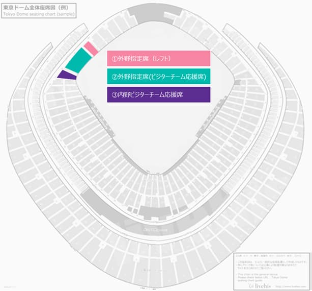 東京ドーム_ビジター外野席座席表