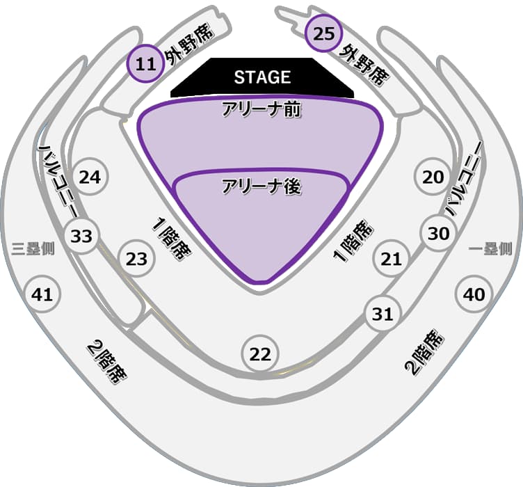 東京ドーム_ゲートから座席エリア特定11_25ゲート_アリーナ