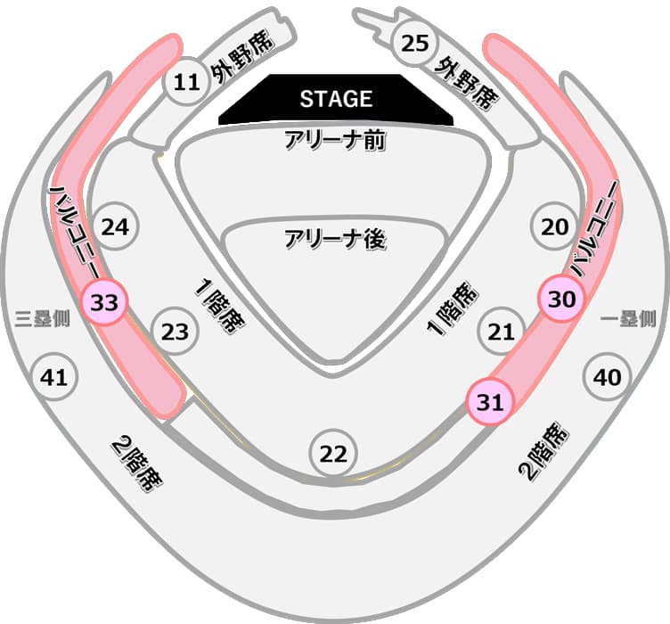 東京ドーム_ゲートから座席エリア特定30_31_33ゲート_バルコニー