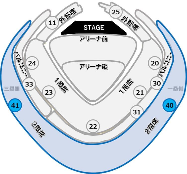東京ドーム_ゲートから座席エリア特定40_41ゲート_2階席